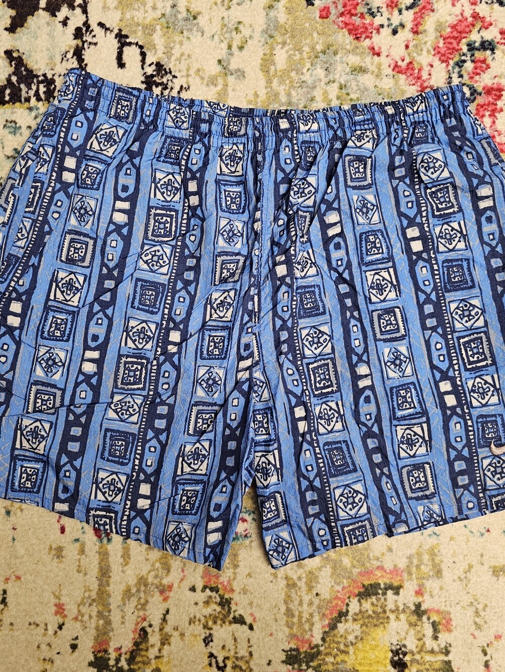 VTG 90’s Nike Nylon Geometric Swoosh Mesh Lined Swim Shorts Trunks Mens Large